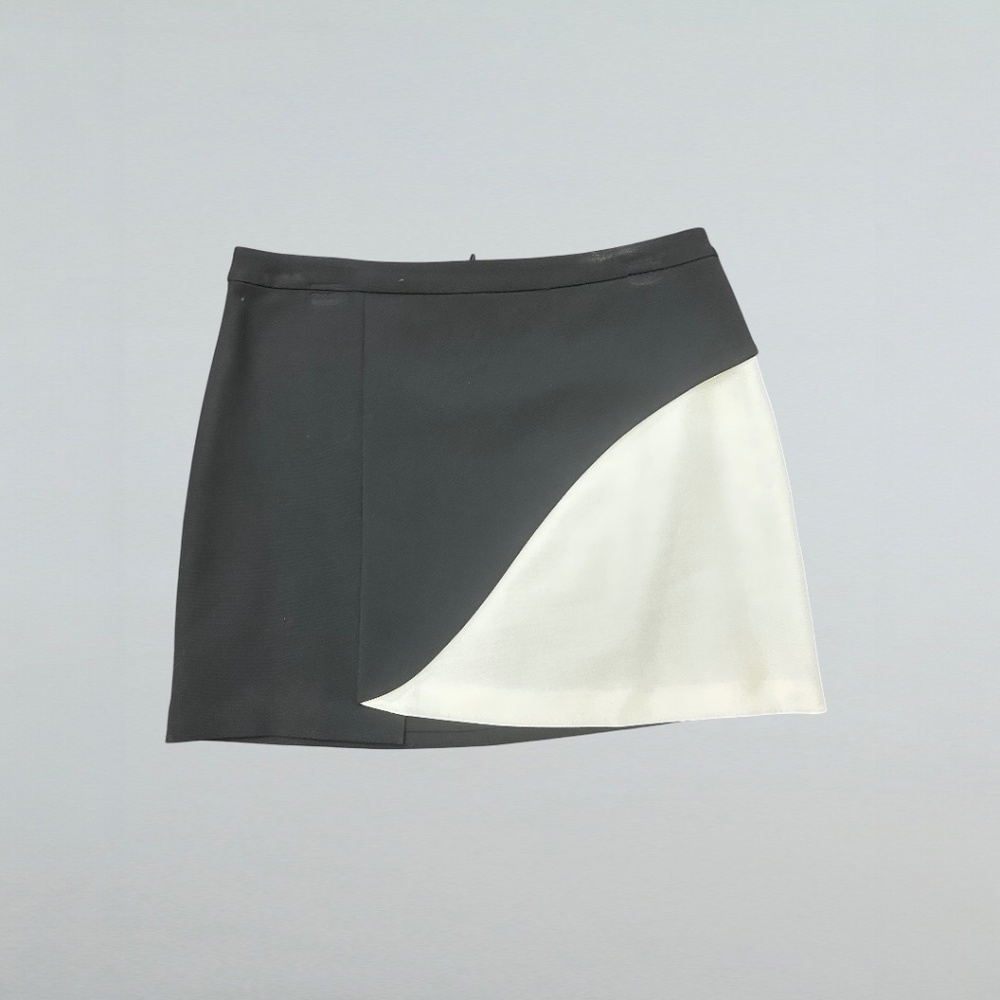 BCBGMaxAzria two-tone faux-wrap mini skirt